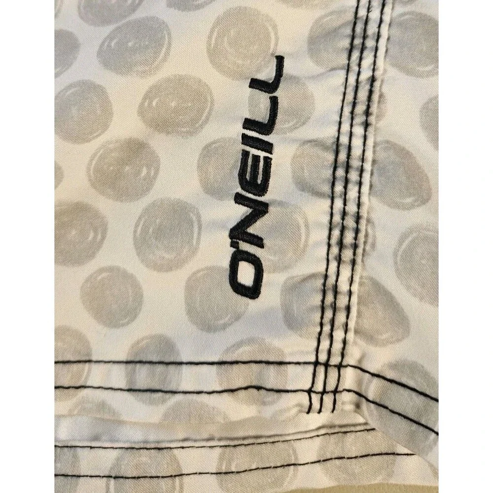 O'Neill Board Shorts Mens 32 Gray Red White Swim Trunks Surf Surfing